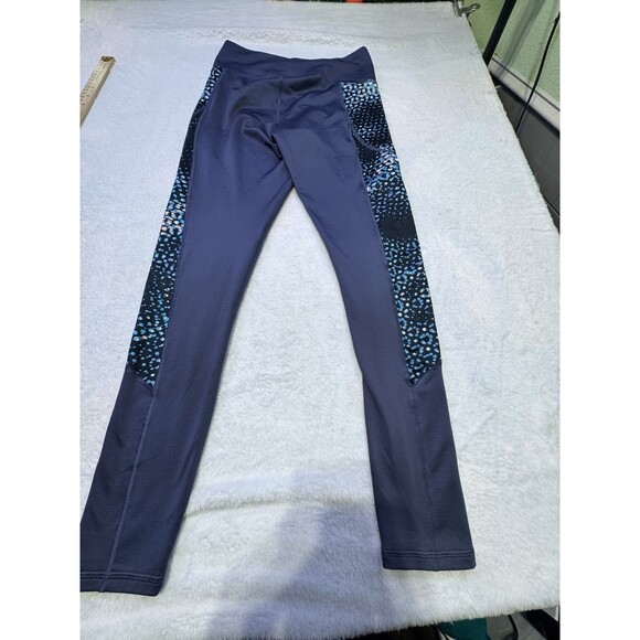 Under Armour Womens  Compression Full Length Leggings Pocket  Sz M Navy Blue Geo - Picture 9 of 9